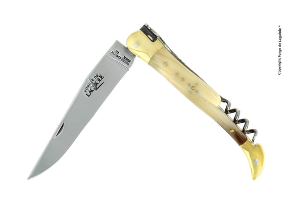 Forge de Laguiole® - Taschenmesser mit Korkenzieher, Griff aus hellem Horn
