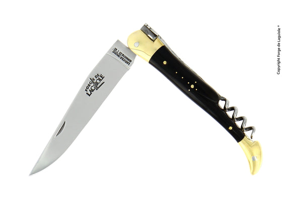 Forge de Laguiole® - Taschenmesser mit Korkenzieher, Griff aus dunklem Horn